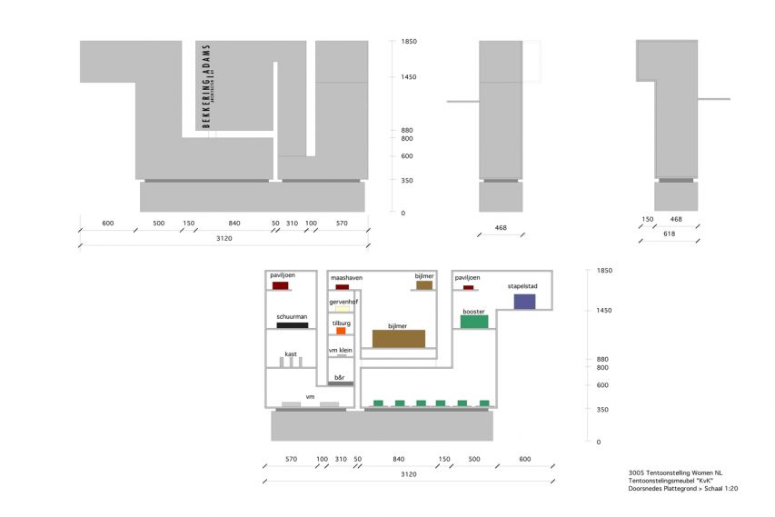 Bekkering Adams Architecten - Tentoonstelling - display cabinet drawing